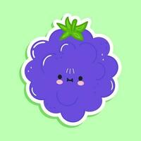 carino etichetta mora carattere. vettore mano disegnato cartone animato kawaii personaggio illustrazione icona. isolato su verde sfondo. mora personaggio concetto