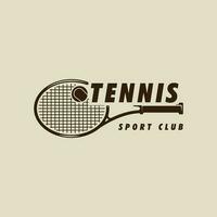 racchetta e palla di tennis logo Vintage ▾ vettore illustrazione modello icona grafico design. sport cartello o simbolo per club o torneo concetto