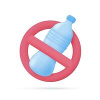 plastica acqua bottiglia plastica riduzione concetto per il pianeta. 3d illustrazione. vettore