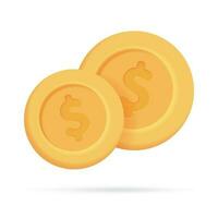 dollaro i soldi 3d icona. la spesa i soldi su acquisti monete e banconote. 3d illustrazione vettore