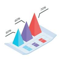 un isometrico icona di crescita analisi vettore