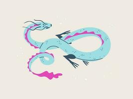 decorativo Drago. mitologico creatura. simbolo di il Cinese zodiaco cartello. vettore isolato mano disegnato illustrazione per design e Stampa.