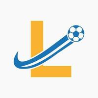 iniziale lettera l calcio logo. calcio logo concetto con in movimento calcio icona vettore