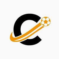 iniziale lettera c calcio logo. calcio logo concetto con in movimento calcio icona vettore