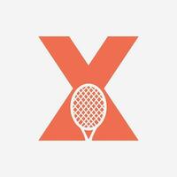 lettera X padel tennis logo. padel racchetta logo design. spiaggia tavolo tennis club simbolo vettore