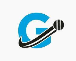 iniziale lettera g cricket logo concetto con in movimento palla icona per cricket club simbolo. giocatore di cricket cartello vettore