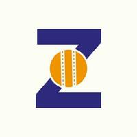 cricket logo su lettera z concetto. cricket club simbolo vettore