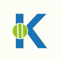cricket logo su lettera K concetto. cricket club simbolo vettore