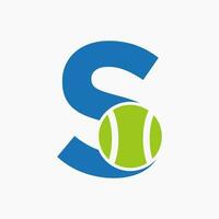 tennis logo su lettera S. tennis sport accademia, club logo cartello vettore