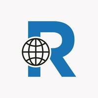 lettera r globale logo design. mondo logotipo simbolo vettore modello