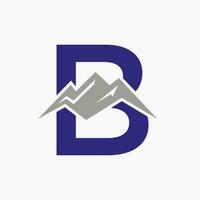 lettera B montare logo. montagna natura paesaggio logo combinare con collina icona e modello vettore