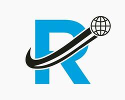 lettera r globale logo design. mondo logotipo simbolo vettore modello