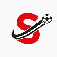 iniziale lettera S calcio logo. calcio logo concetto con in movimento calcio icona vettore