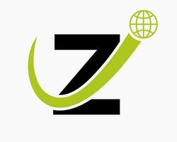 lettera z globale logo design. mondo logotipo simbolo vettore modello