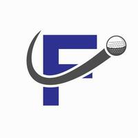 iniziale lettera f golf logo design. iniziale hockey sport accademia cartello, club simbolo vettore