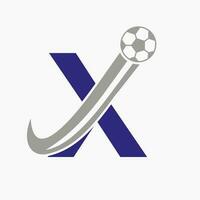 iniziale lettera X calcio logo. calcio logo concetto con in movimento calcio icona vettore