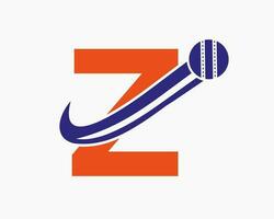 iniziale lettera z cricket logo concetto con in movimento palla icona per cricket club simbolo. giocatore di cricket cartello vettore