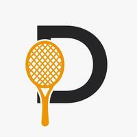 lettera d padel tennis logo. padel racchetta logo design. spiaggia tavolo tennis club simbolo vettore