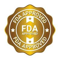 fda approvato etichetta, francobollo, distintivo, sigillo, etichetta, etichetta, cibo e droga amministrazione distintivo, 3d realistico brillante e lucido distintivo per CBD etichetta design elementi vettore illustrazione