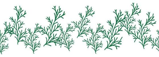 le foglie decorativo, alghe orizzontale confine senza soluzione di continuità modello vettore