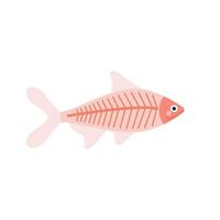 carino xray pesce su sfondo bianco in cartone animato stile piatto vettore semplice illustrazione