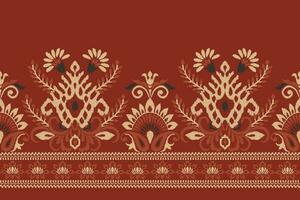ikat floreale paisley ricamo su rosso sfondo.ikat etnico orientale modello tradizionale.azteco stile astratto vettore illustrazione.disegno per trama, tessuto, abbigliamento, avvolgimento, decorazione, pareo, sciarpa.