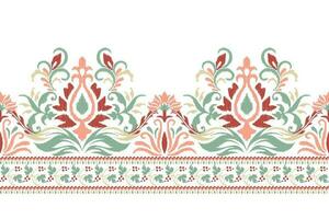 ikat floreale paisley ricamo su bianca sfondo.ikat etnico orientalista modello tradizionale.azteco stile astratto illustrazione.disegno per trama, tessuto, abbigliamento, avvolgimento, decorazione, pareo, sciarpa. vettore
