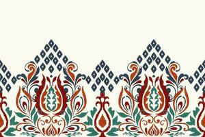 ikat floreale paisley ricamo su bianca sfondo.ikat etnico orientale modello tradizionale.azteco stile astratto vettore illustrazione.disegno per trama, tessuto, abbigliamento, avvolgimento, decorazione, pareo, sciarpa