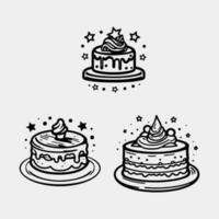 impostato di delizioso compleanno torta vettore isolato illustrazione