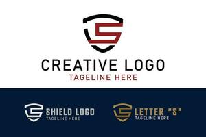 lettera S logo nel scudo. monogramma design stile. semplice vettore design modificabile