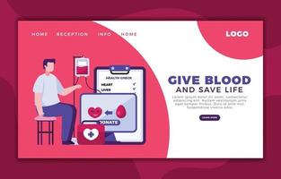 programmare la donazione di sangue tramite la pagina web vettore