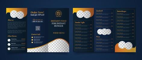 brochure a tre ante per modello di menu di cibo vettore
