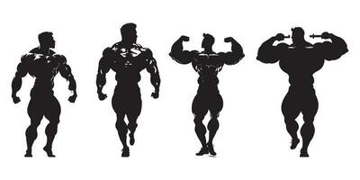 bodybuilder silhouette vettore, bodybuilder nero schema vettore illustrazione