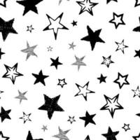 senza soluzione di continuità sfondo di scarabocchio stelle. nero mano disegnato stelle su bianca sfondo. vettore illustrazione