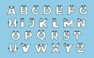 carino panda alfabeto animale font colorato lettera vettore
