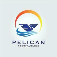 pellicano oceano logo linea arte design vettore