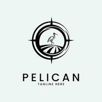 pellicano linea arte design logo illustrazione icona vettore