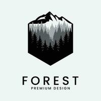 foresta logo linea arte design vettore