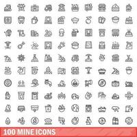 100 il mio icone impostare, schema stile vettore