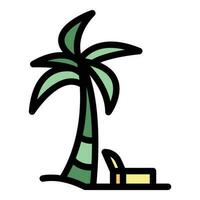 spiaggia palma icona vettore piatto