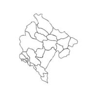 scarabocchiare la mappa del montenegro con gli stati vettore