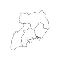 scarabocchiare la mappa dell'uganda con gli stati vettore