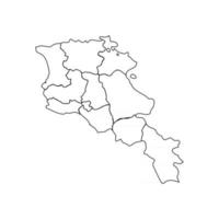 scarabocchiare la mappa dell'Armenia con gli stati vettore