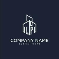 lp iniziale monogramma logo per vero tenuta con edificio stile vettore