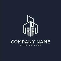 RA iniziale monogramma logo per vero tenuta con edificio stile vettore