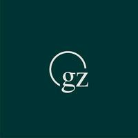 gz iniziale monogramma logo con cerchio stile design vettore