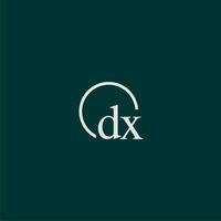 dx iniziale monogramma logo con cerchio stile design vettore