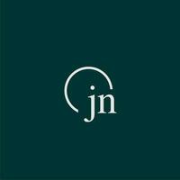 jn iniziale monogramma logo con cerchio stile design vettore