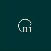 ni iniziale monogramma logo con cerchio stile design vettore