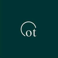 ot iniziale monogramma logo con cerchio stile design vettore